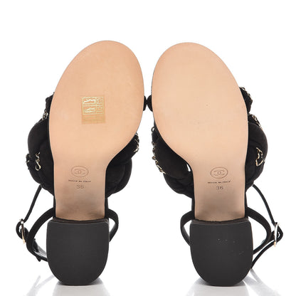 Chanel Kid Suede Chain Braided Sandals 36 Black 5 of 9