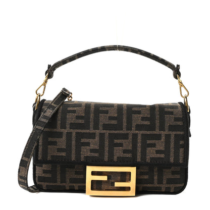 Fendi Fabric Jacquard FF 1974 Mini Baguette Tobacco Moro Black 1 of 10