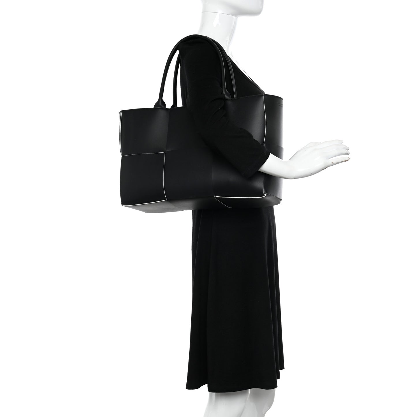 Nappa Maxi Intrecciato Medium Arco Tote Black White
