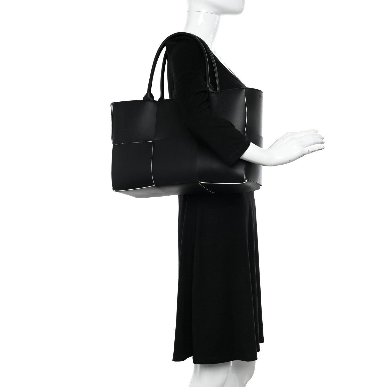 Bottega Veneta Nappa Maxi Intrecciato Medium Arco Tote Black White 2 of 10