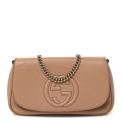 Gucci Pebbled Calfskin Medium Soho Flap Crossbody Camelia 1 of 10