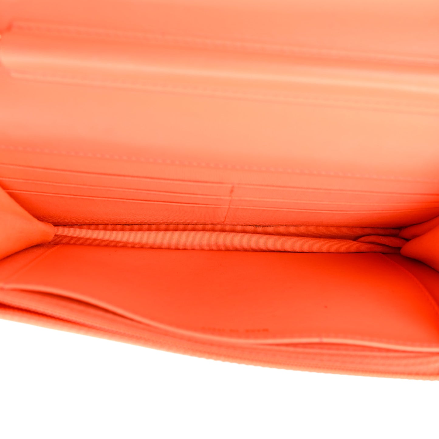 Patent Calfskin Quilted Boy Wallet On Chain WOC Orange