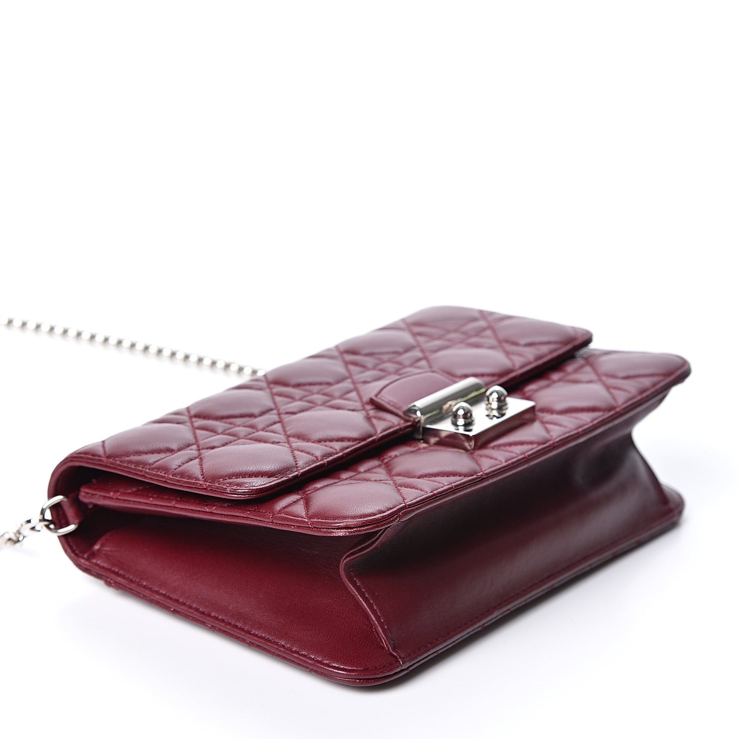Lambskin Cannage Miss Dior Promenade Pouch Plum