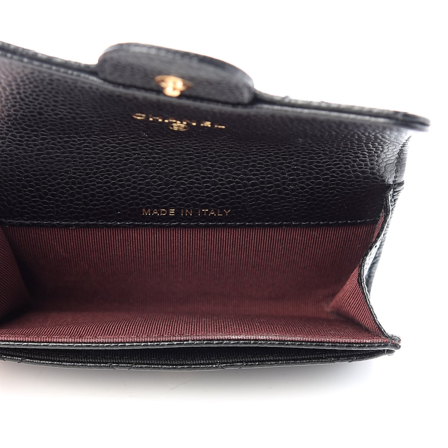 Caviar Quilted Flap Card Holder Black