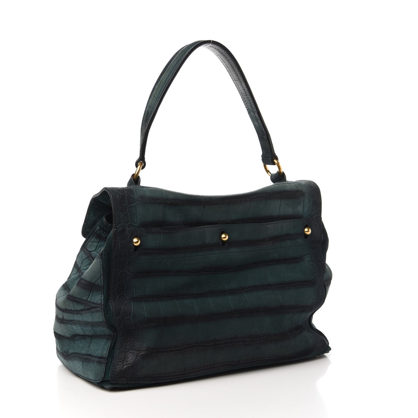 Crocodile Embossed Nubuck Calfskin Medium Muse Two Green