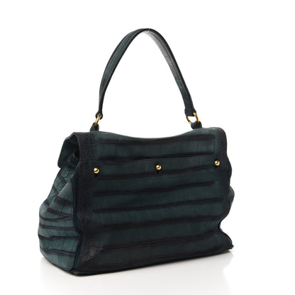 Saint Laurent Crocodile Embossed Nubuck Calfskin Medium Muse Two Green 3 of 10
