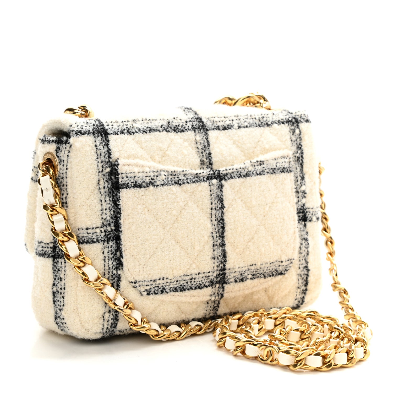Chanel Wool Tweed Quilted Small Elegant Chain Flap White 2 of 9