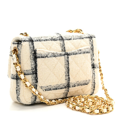 Chanel Wool Tweed Quilted Small Elegant Chain Flap White 2 of 9
