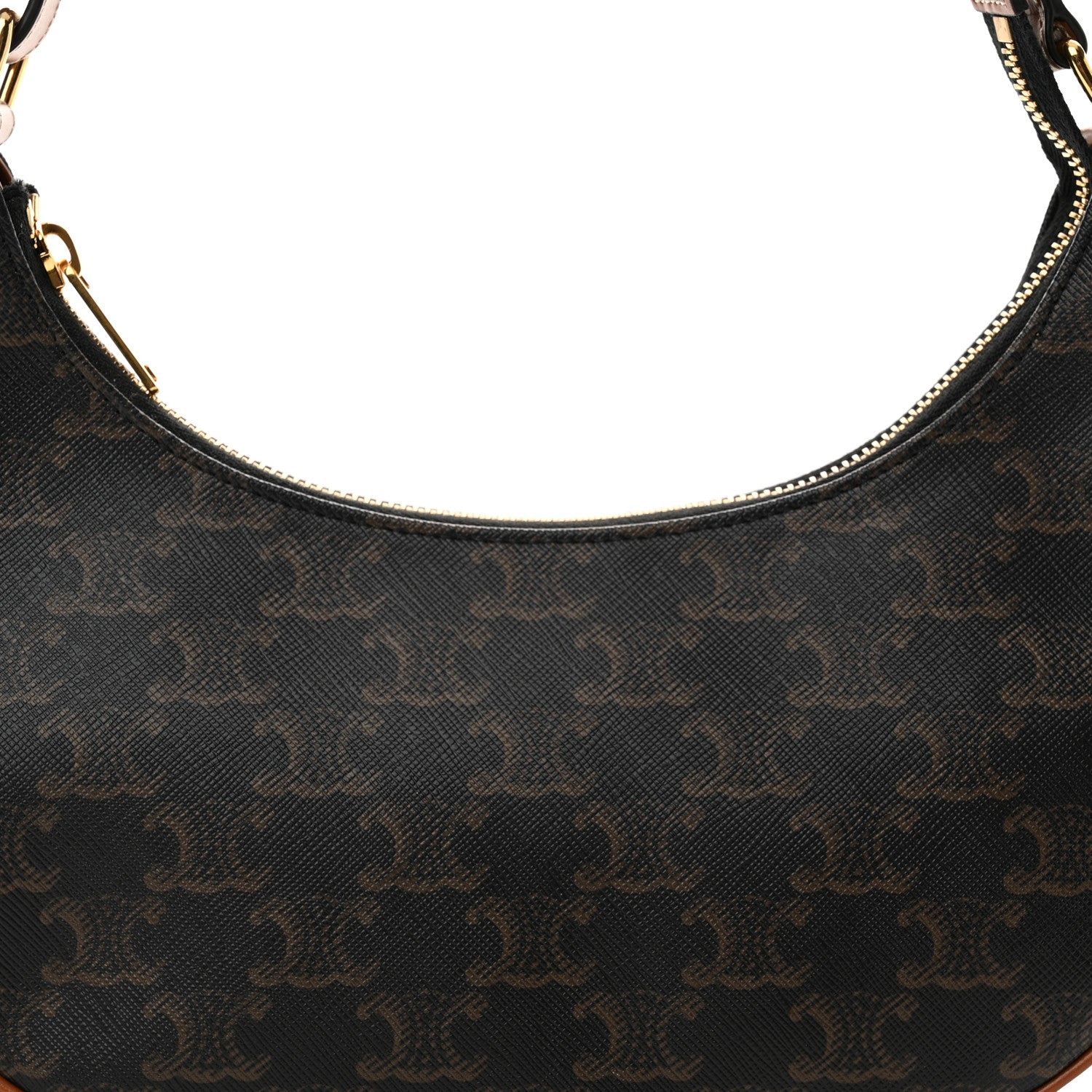 Celine Triomphe Canvas Calfskin Ava Shoulder Bag Tan 9 of 11