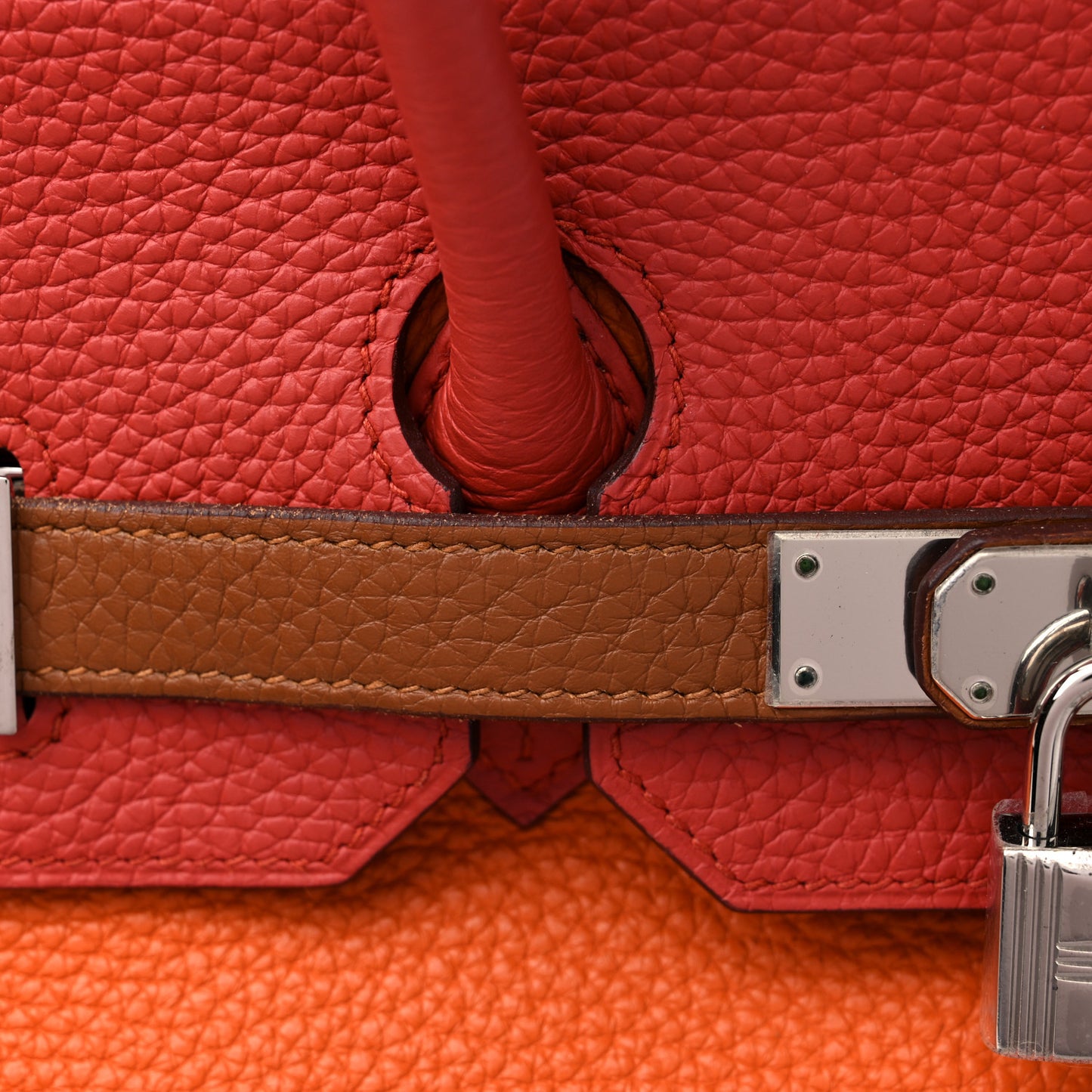 Taurillon Clemence Arlequin Birkin 35 Orange Sanguine Gold Bleu Lin Bleu Hydra Etain