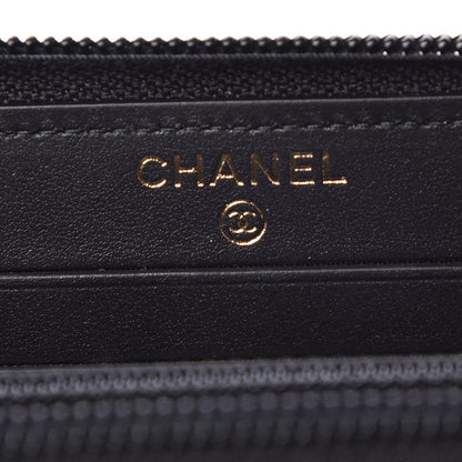Chanel Caviar Quilted Small Boy Zip Around Wallet Black 5 of 9