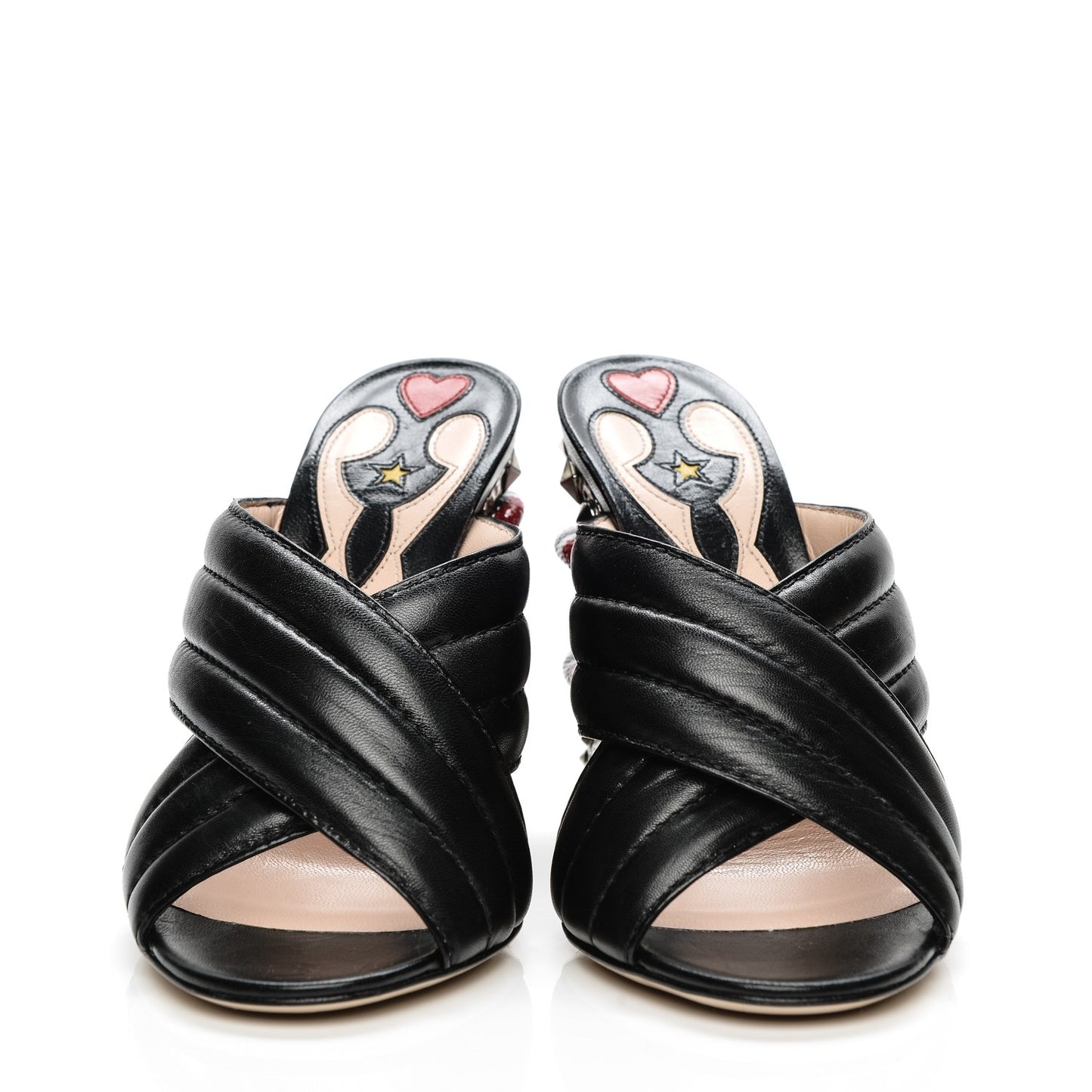 Malaga Kid Kingsnake Webby Crossover High Heel Slide Sandals 36.5 Black
