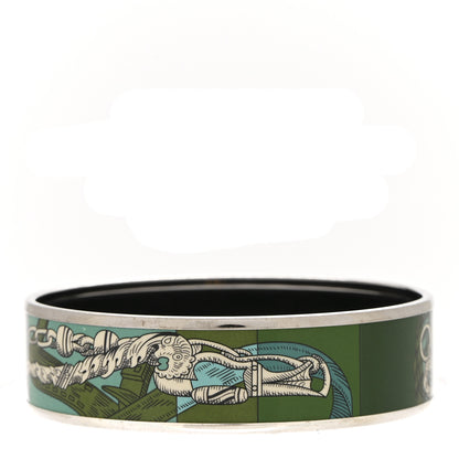 Hermes Enamel Printed Della Cavalleria Wide Bracelet 65 Foret 1 of 7