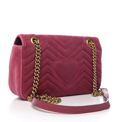 Gucci Velvet Matelasse Small GG Marmont Shoulder Bag Light Raspberry Rose 2 of 10