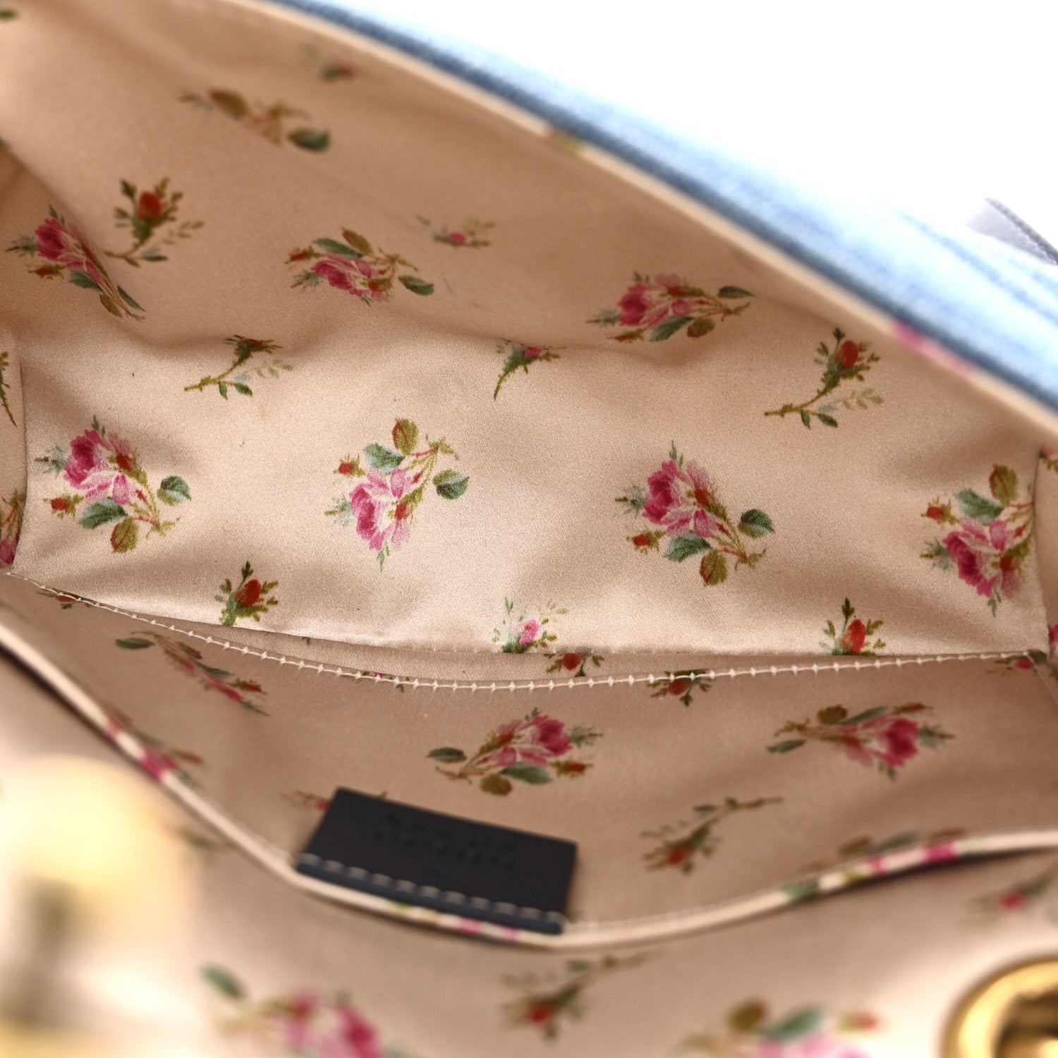 Gucci Denim Matelasse Small Pearly GG Marmont Shoulder Bag Blue 5 of 13