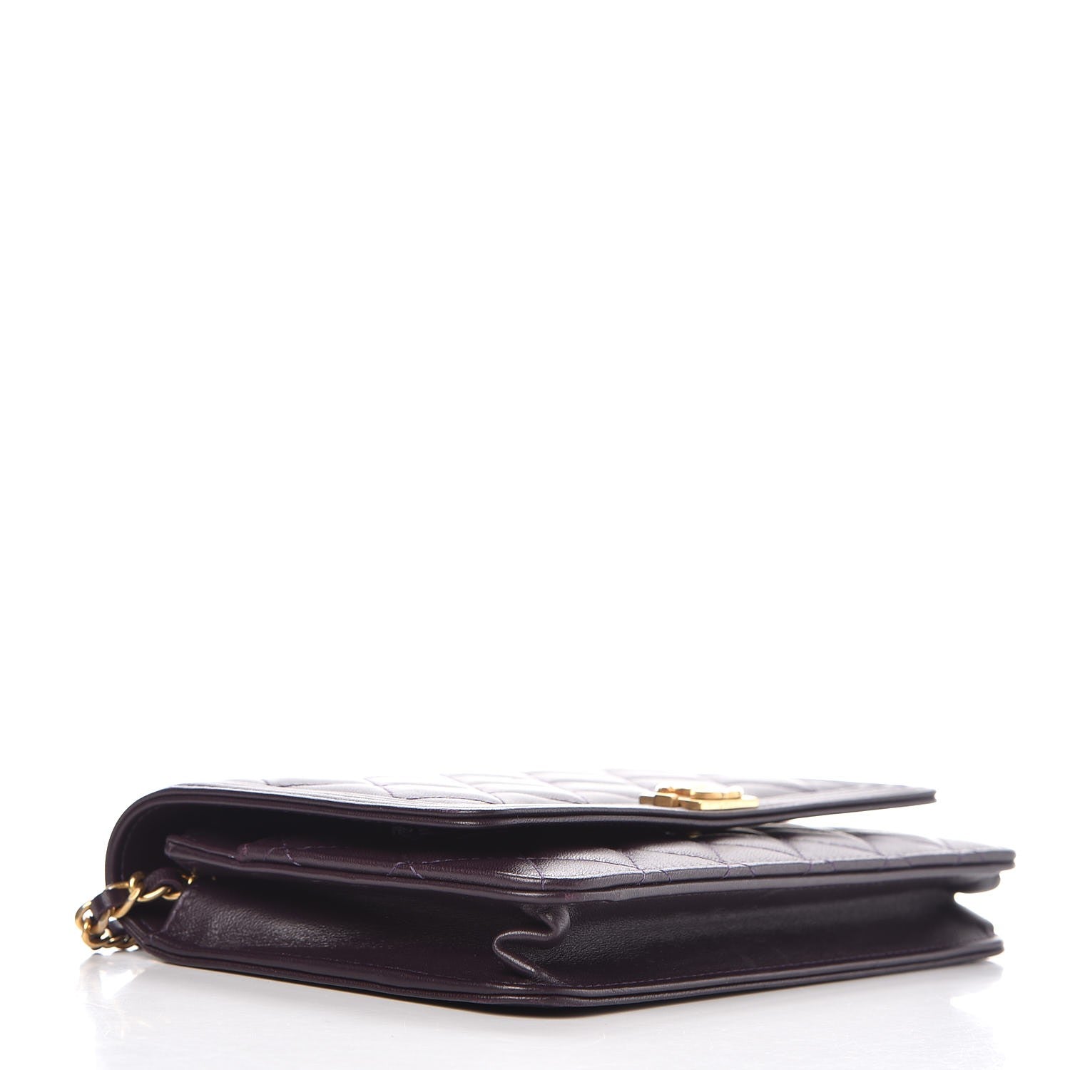 Chanel Lambskin Quilted Boy Wallet On Chain WOC Dark Purple 4 of 11