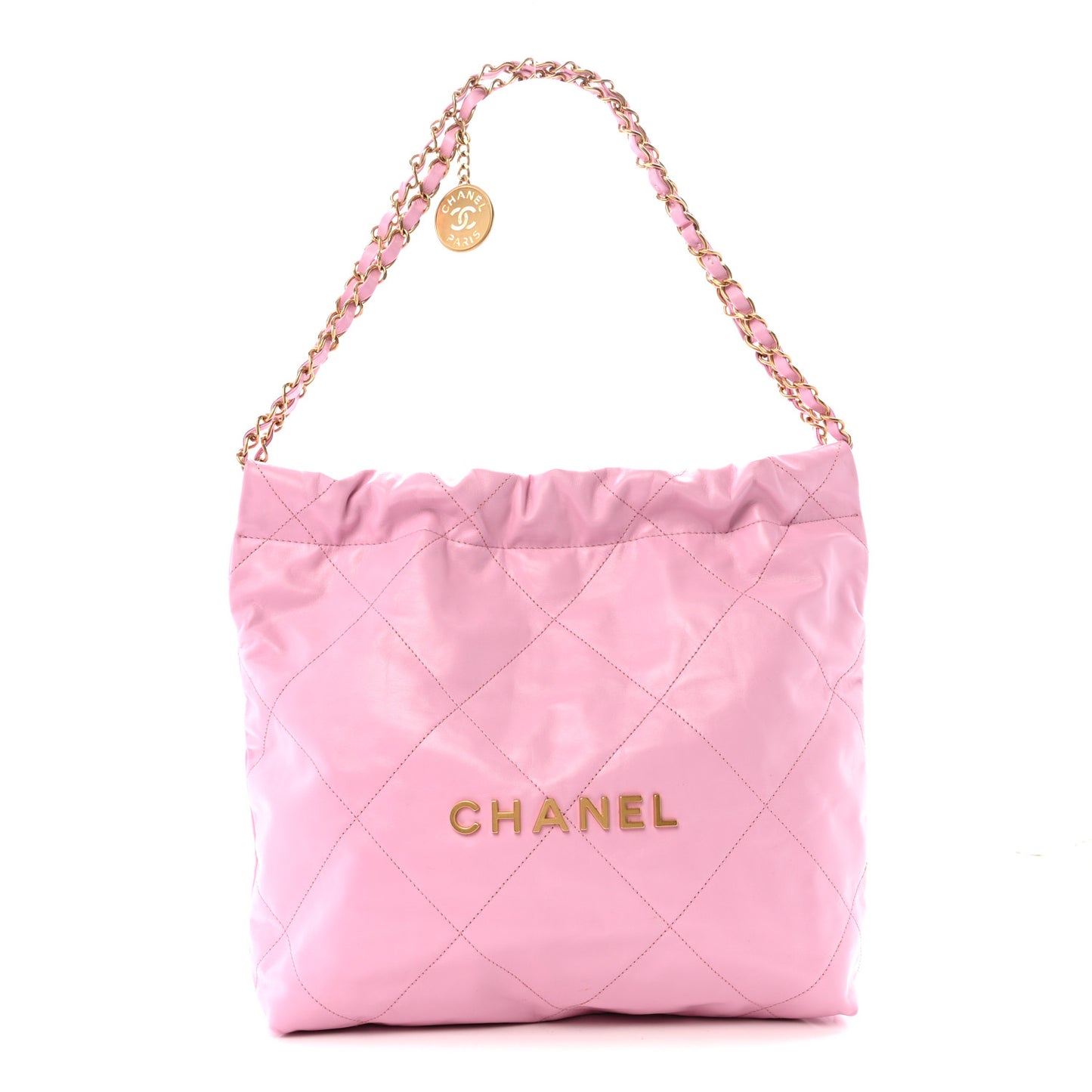 Shiny Calfskin Quilted Small Chanel 22 Lilac