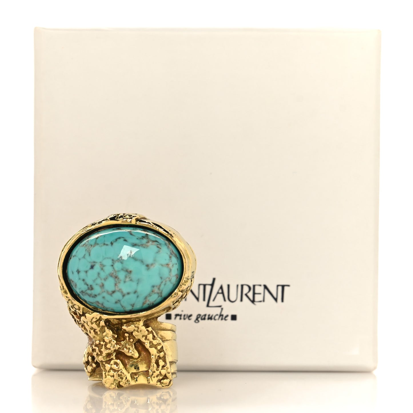 Glass Cabochon Arty Ovale Ring 52 6 Gold Turquoise