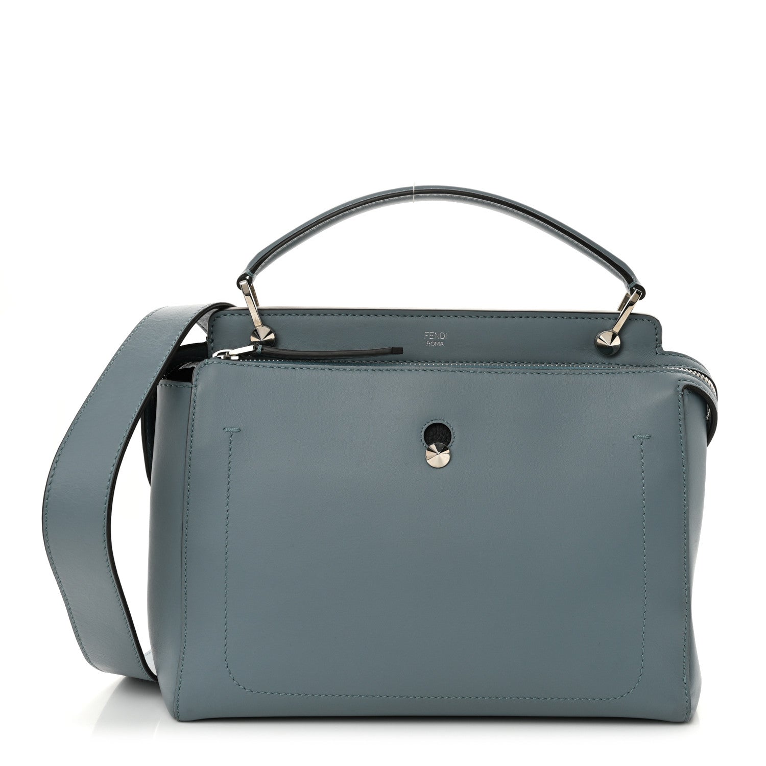 Fendi Vitello Baltico Dolce DotCom Satchel Blue 1 of 16