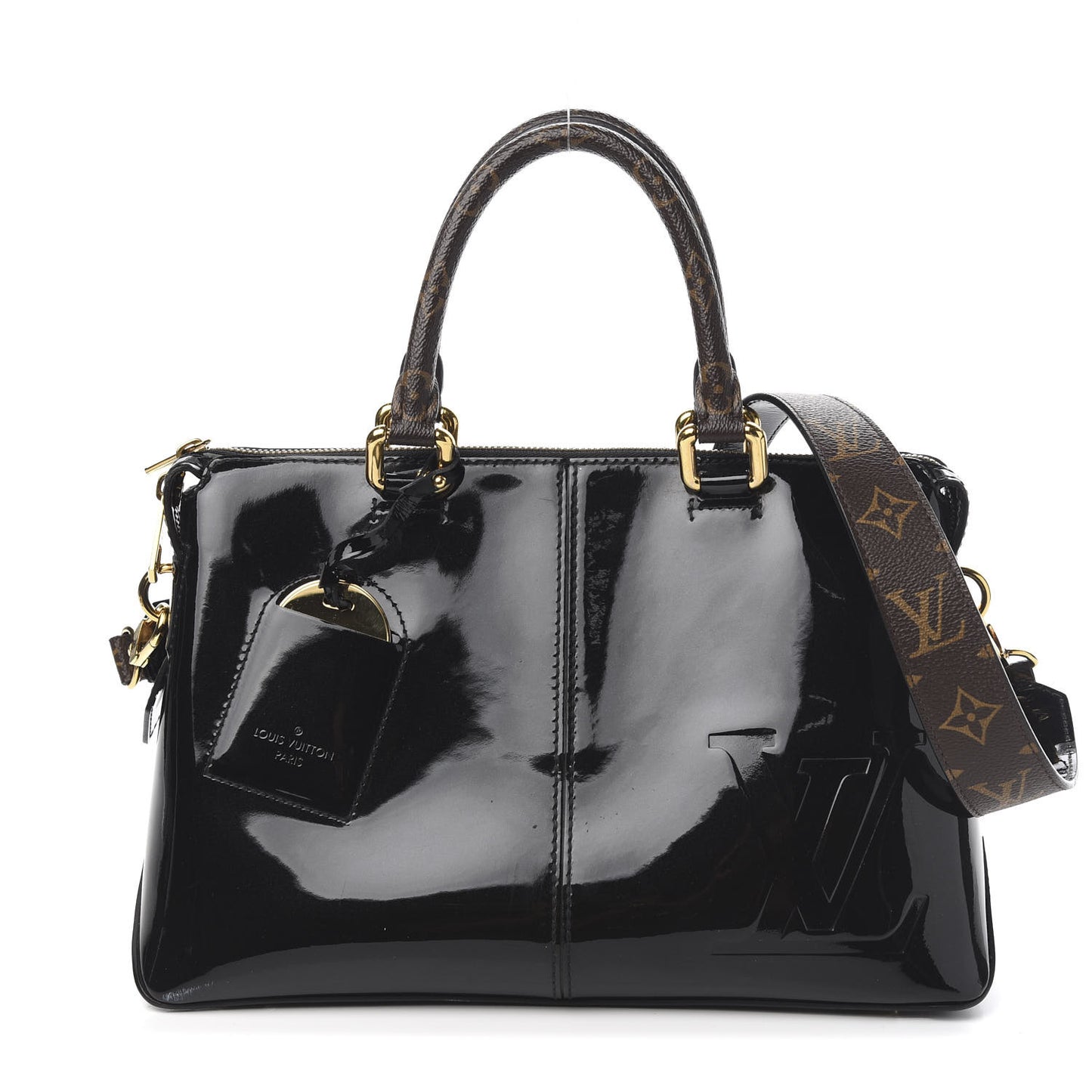 Patent Calfskin Miroir Tote Black
