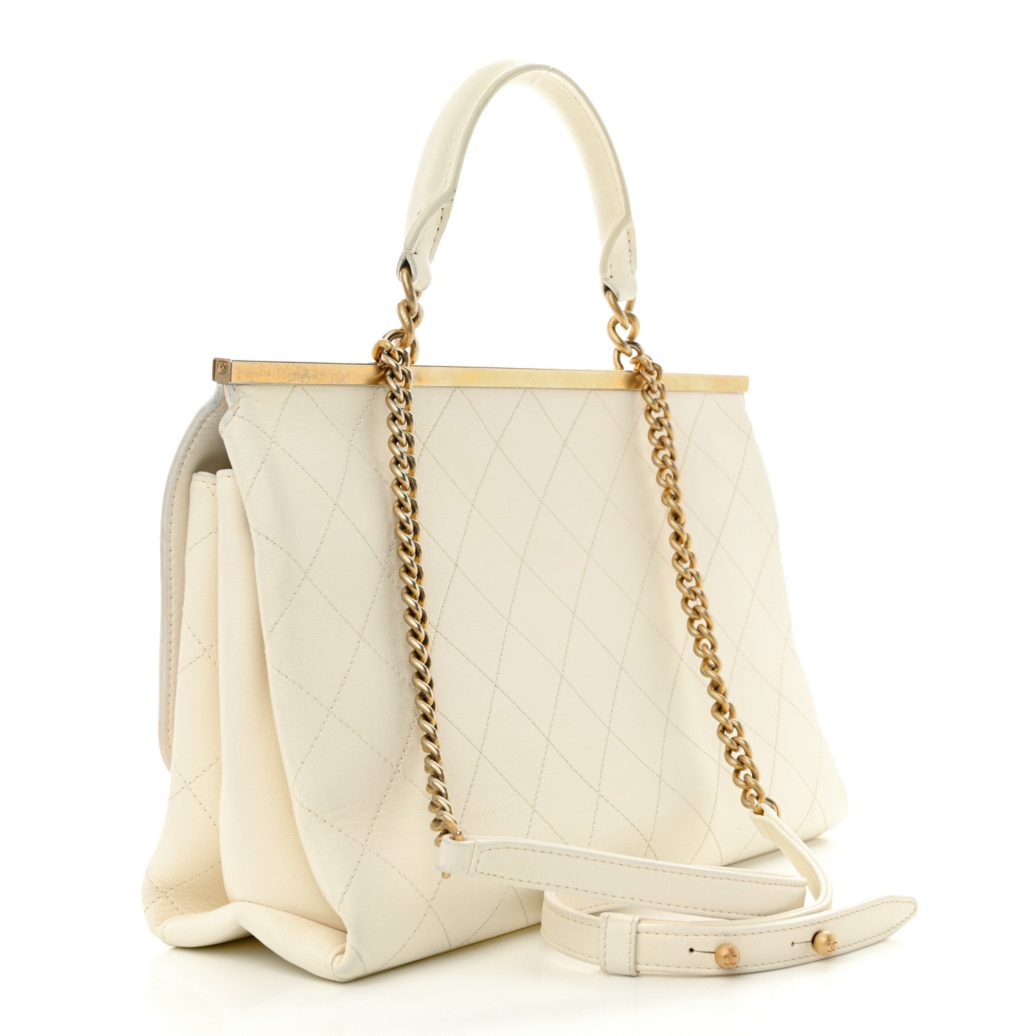 Chanel Lambskin Quilted Coco Luxe Top Handle Flap White 3 of 15