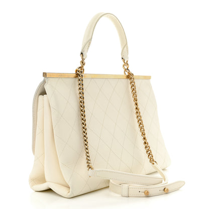 Chanel Lambskin Quilted Coco Luxe Top Handle Flap White 3 of 15