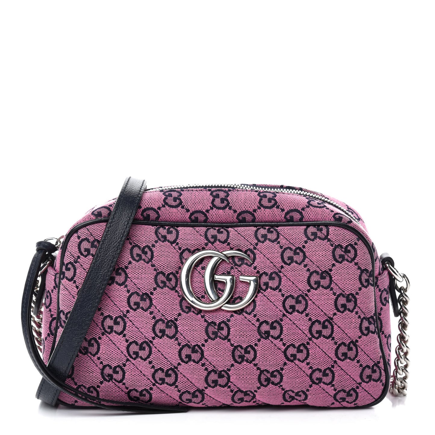 Monogram Multicolor Matelasse Diagonal Small GG Marmont Chain Shoulder Bag Pink Blue