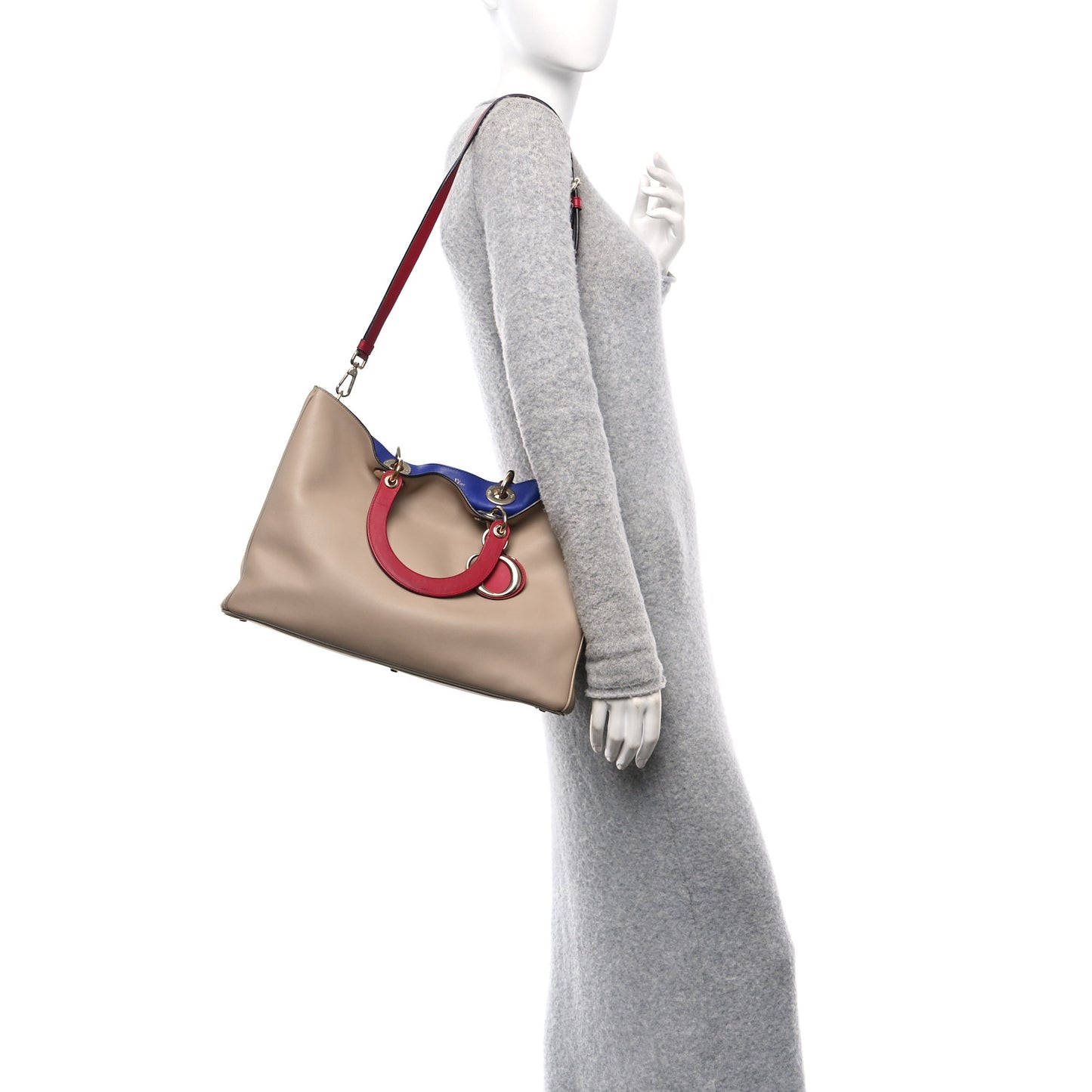 Calfskin Large Diorissimo Tote Beige Fuchsia