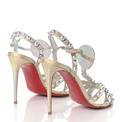 Christian Louboutin Iridescent Patent Embellished Goldora 100 Sandals 35 White 3 of 9