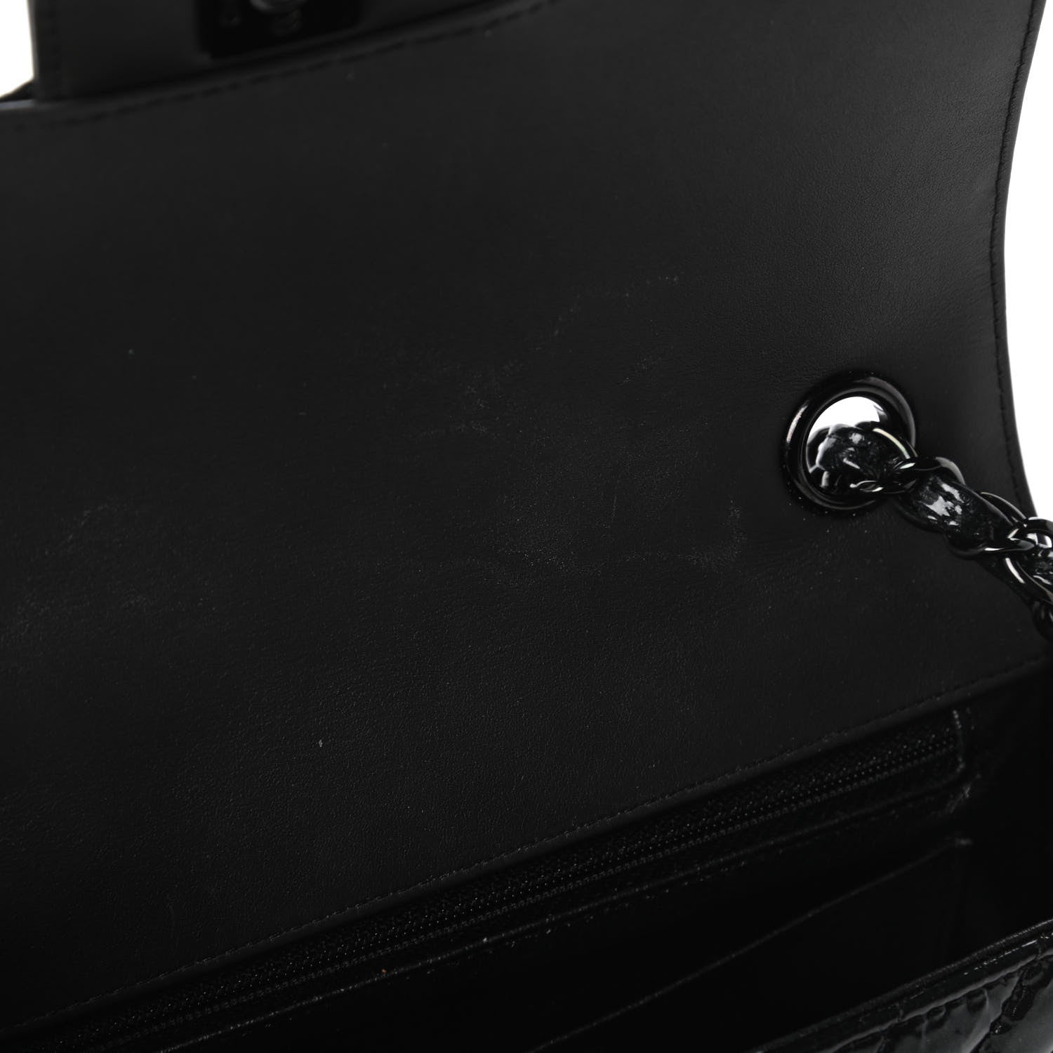 Chanel Patent Metallic Crumpled Calfskin Chevron Quilted Mini Rectangular Flap So Black 8 of 13