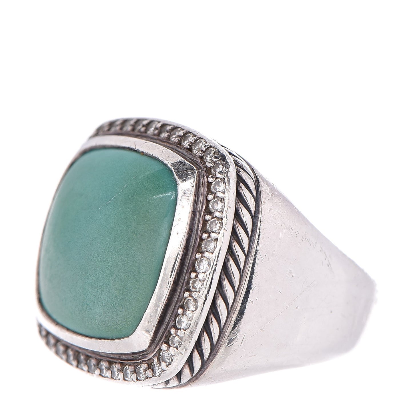 Sterling Silver Diamond Turquoise 11mm Albion Ring 52 6