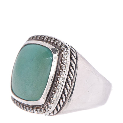 David Yurman Sterling Silver Diamond Turquoise 11mm Albion Ring 52 6 3 of 6