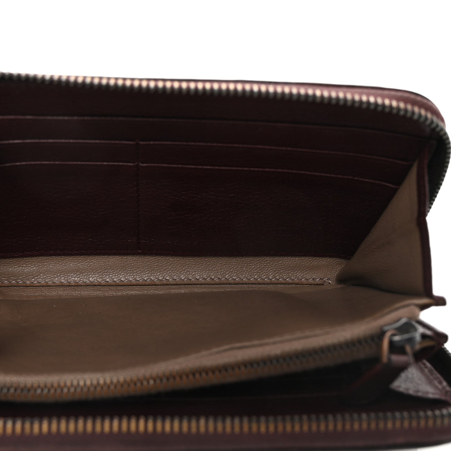 Grained Calfskin Zip Around Wallet Burgundy Black