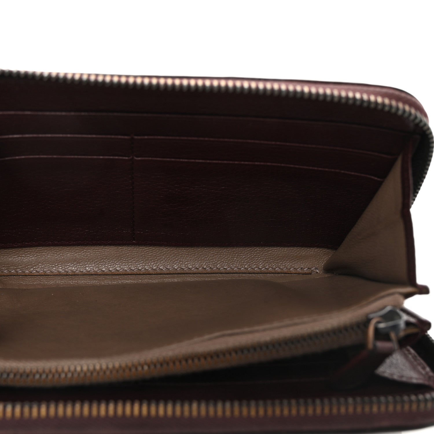 Bottega Veneta Grained Calfskin Zip Around Wallet Burgundy Black 5 of 7