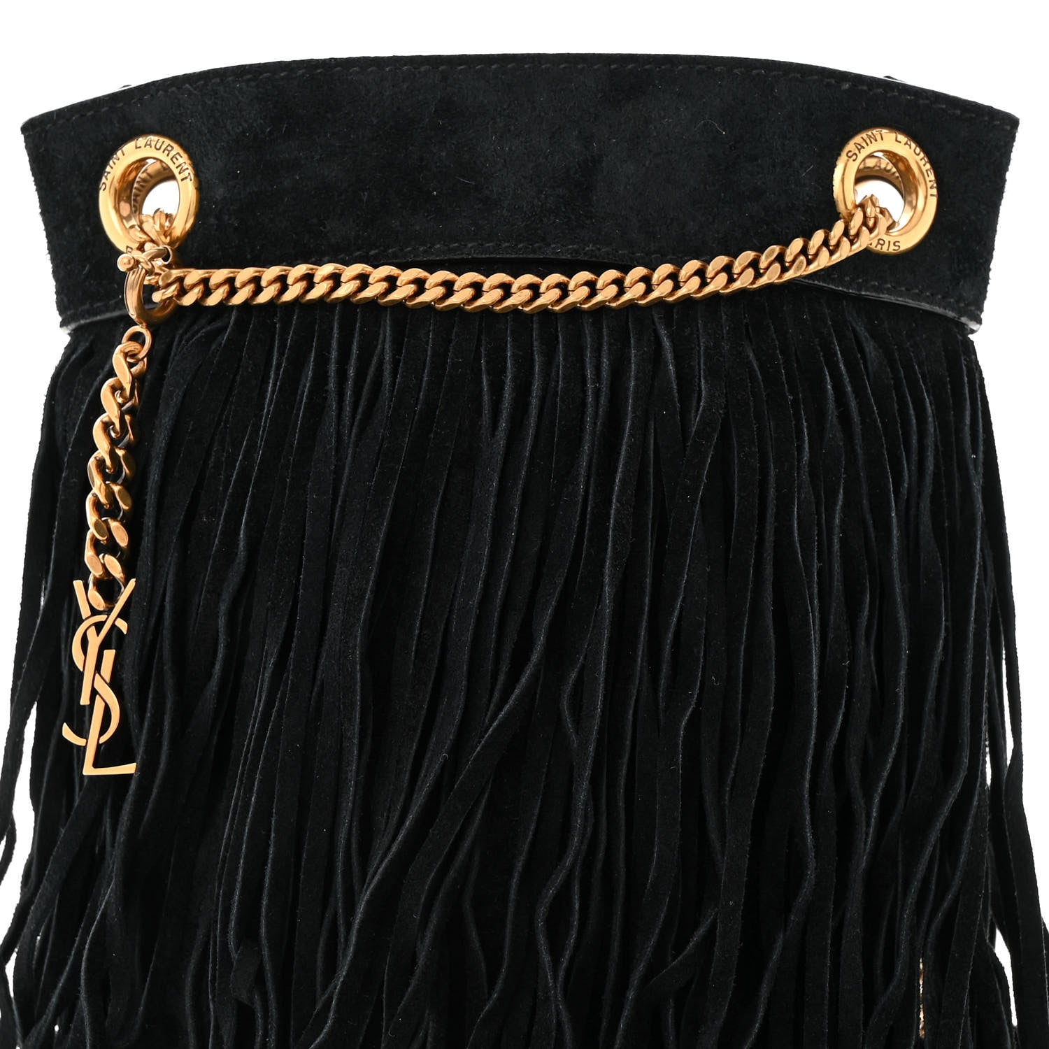 Saint Laurent Calfskin Small Grace Fringed Hobo Bag Black 8 of 11