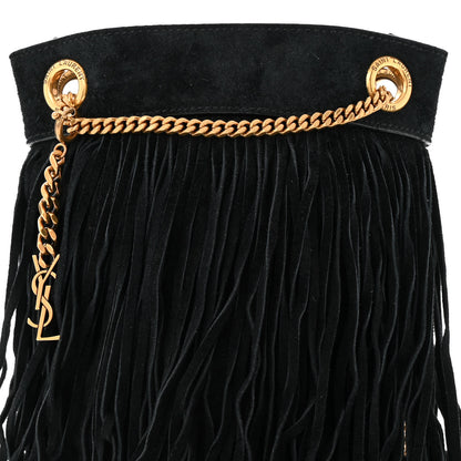 Saint Laurent Calfskin Small Grace Fringed Hobo Bag Black 8 of 11