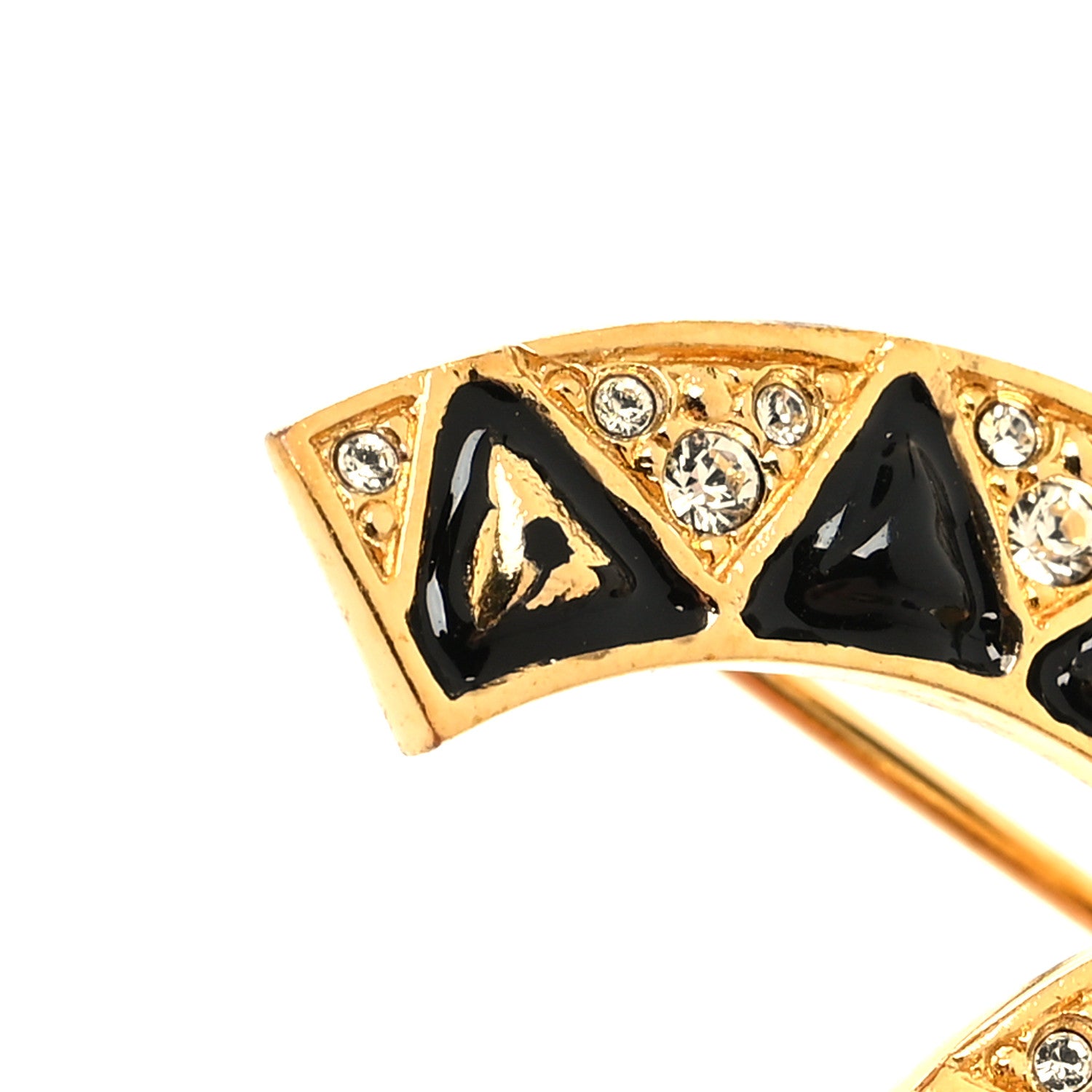 Chanel Metal Crystal Enamel CC Brooch Black Gold 4 of 5