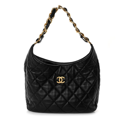 Chanel Lambskin Quilted Large CC Funky Town Hobo Black 1 of 10
