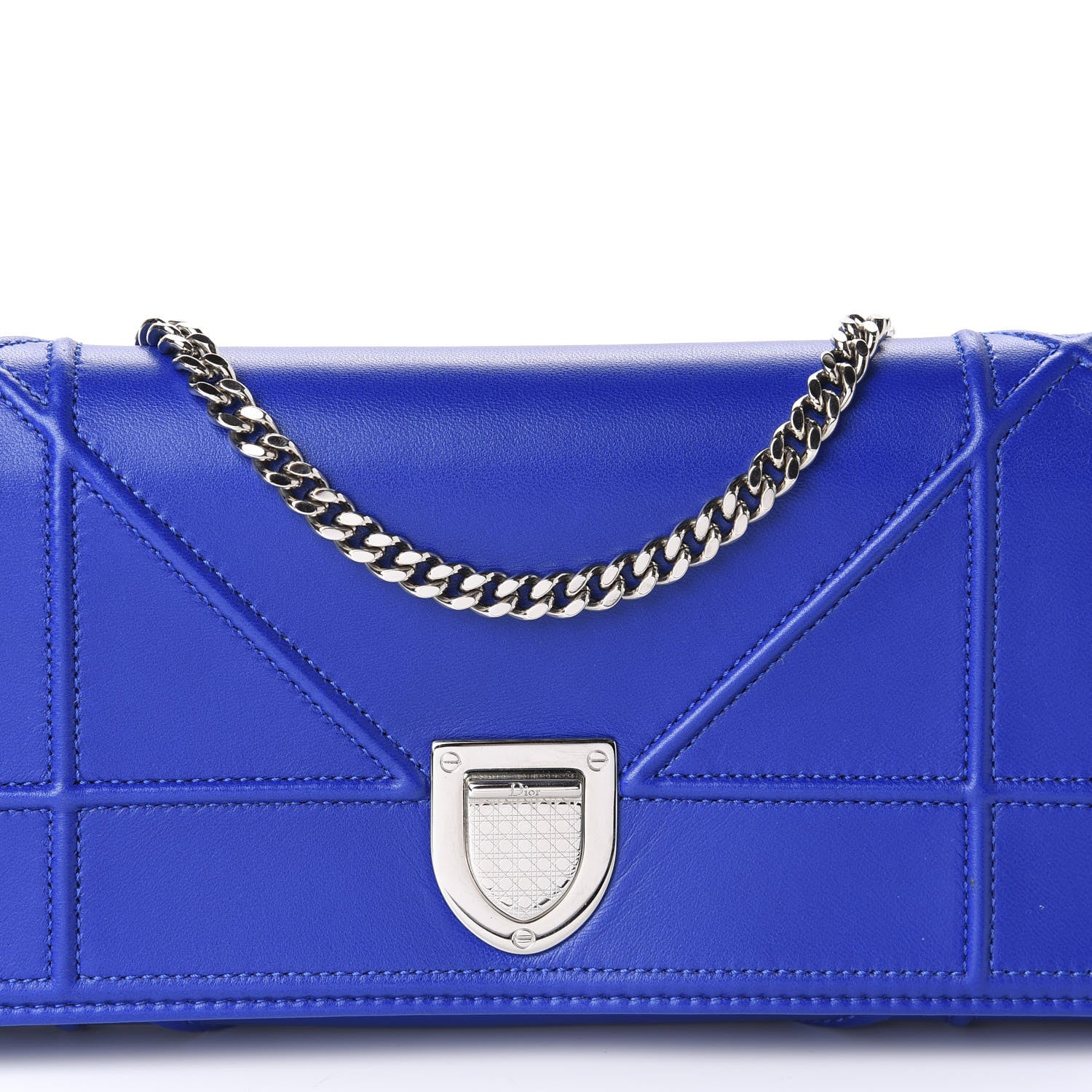 Christian Dior Lambskin Diorama Croisiere Chain Wallet Blue 10 of 11
