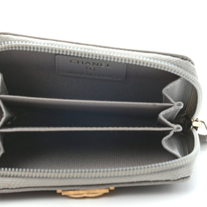 Chanel Caviar Quilted Boy Zip Around Coin Purse Wallet Grey 5 of 7