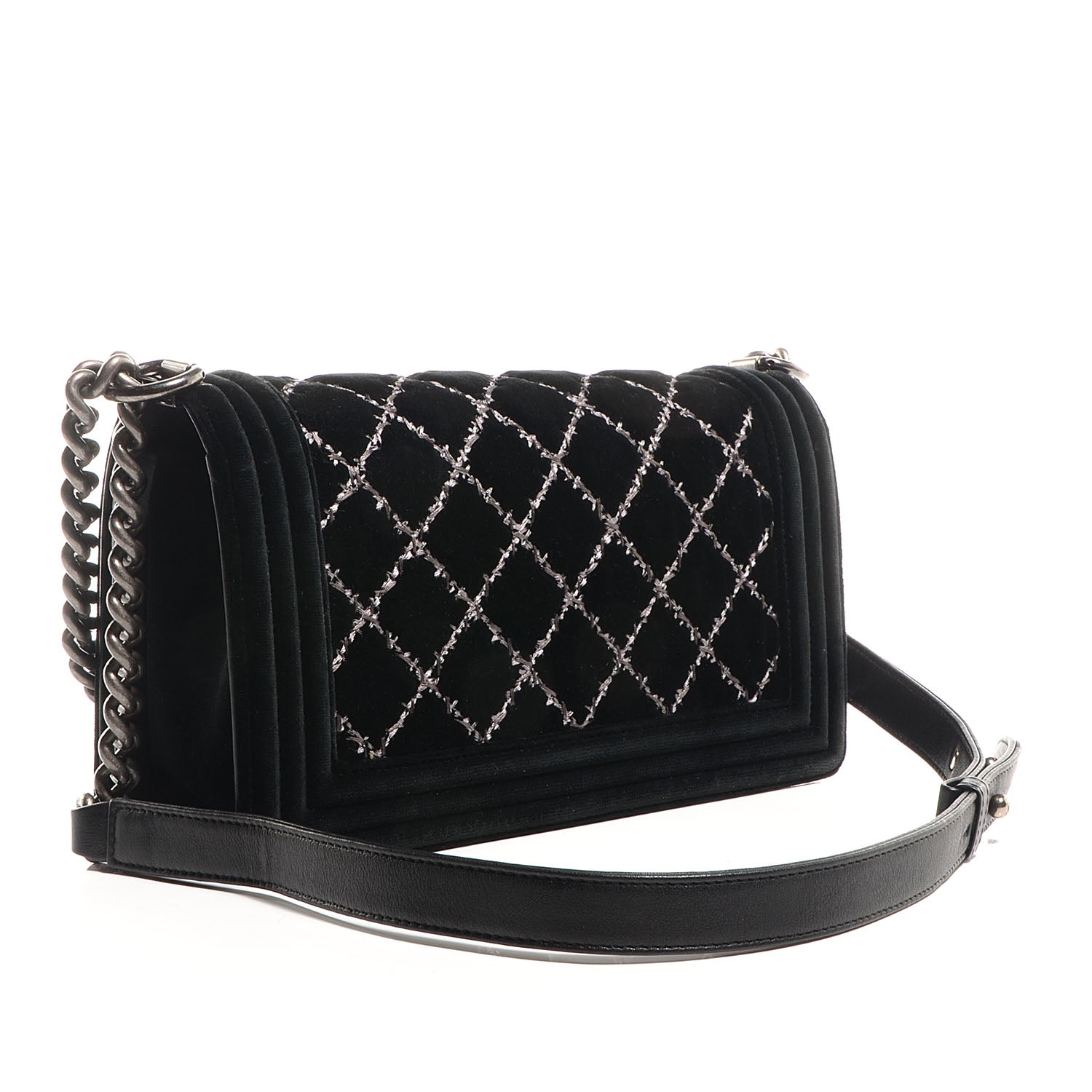 Chanel Velvet Quilted Medium Boy Flap Black 3 of 9