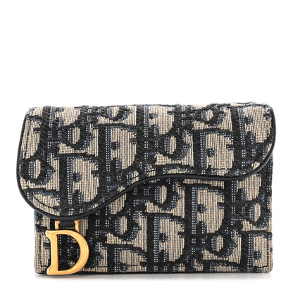 Christian Dior Oblique Saddle Card Holder Blue 1 of 9