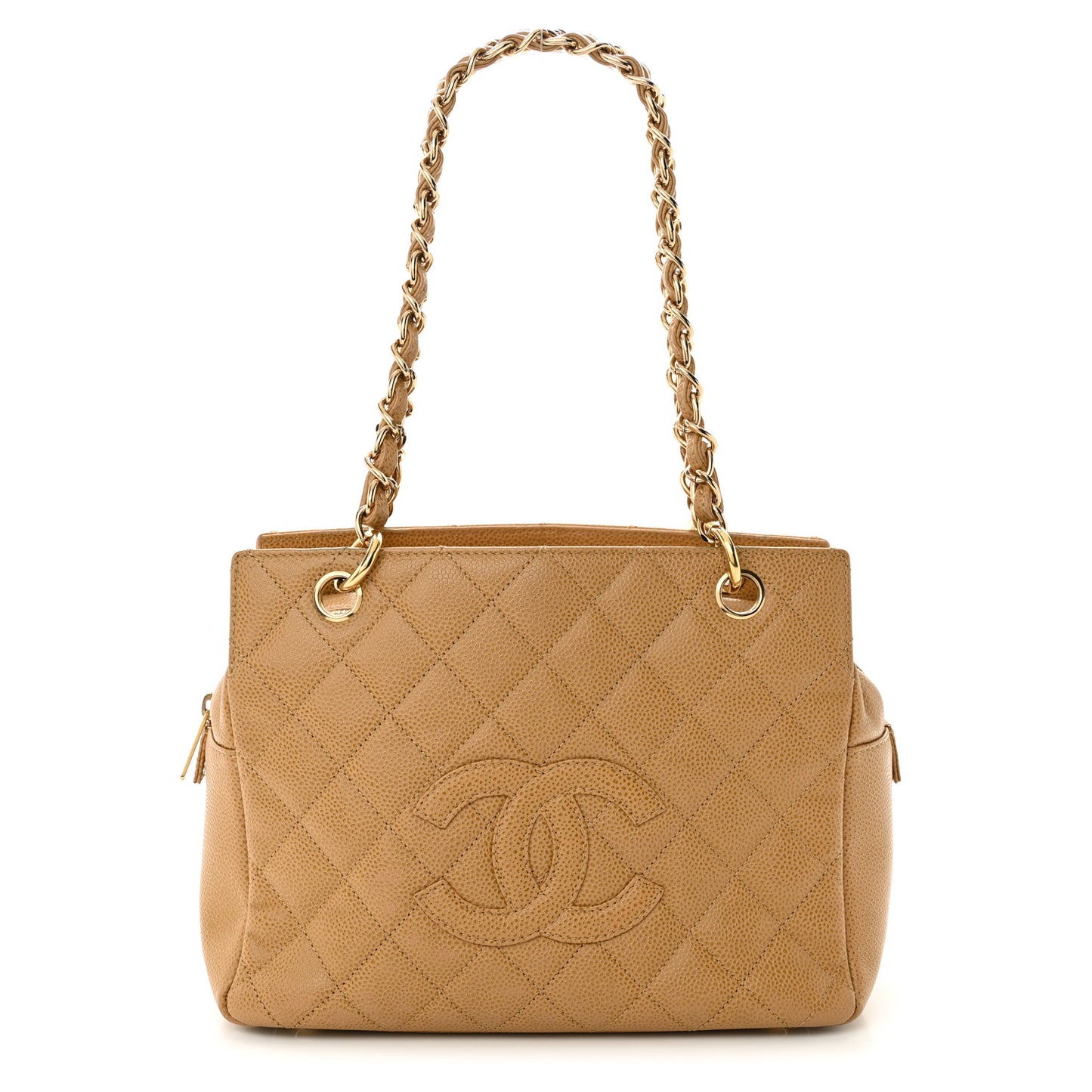 Caviar Quilted Petit Timeless Tote PTT Dark Beige