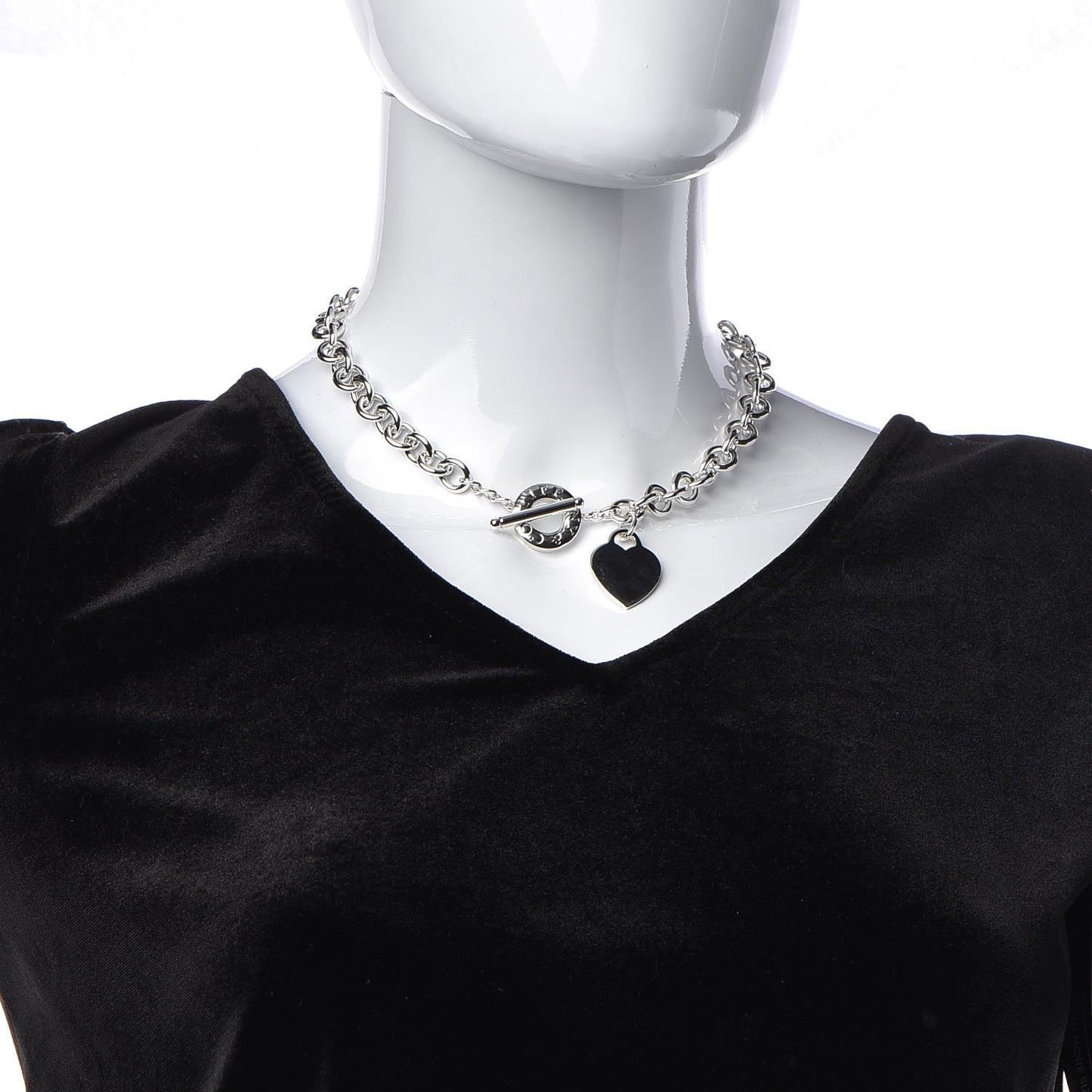 Sterling Silver Heart Tag Toggle Necklace