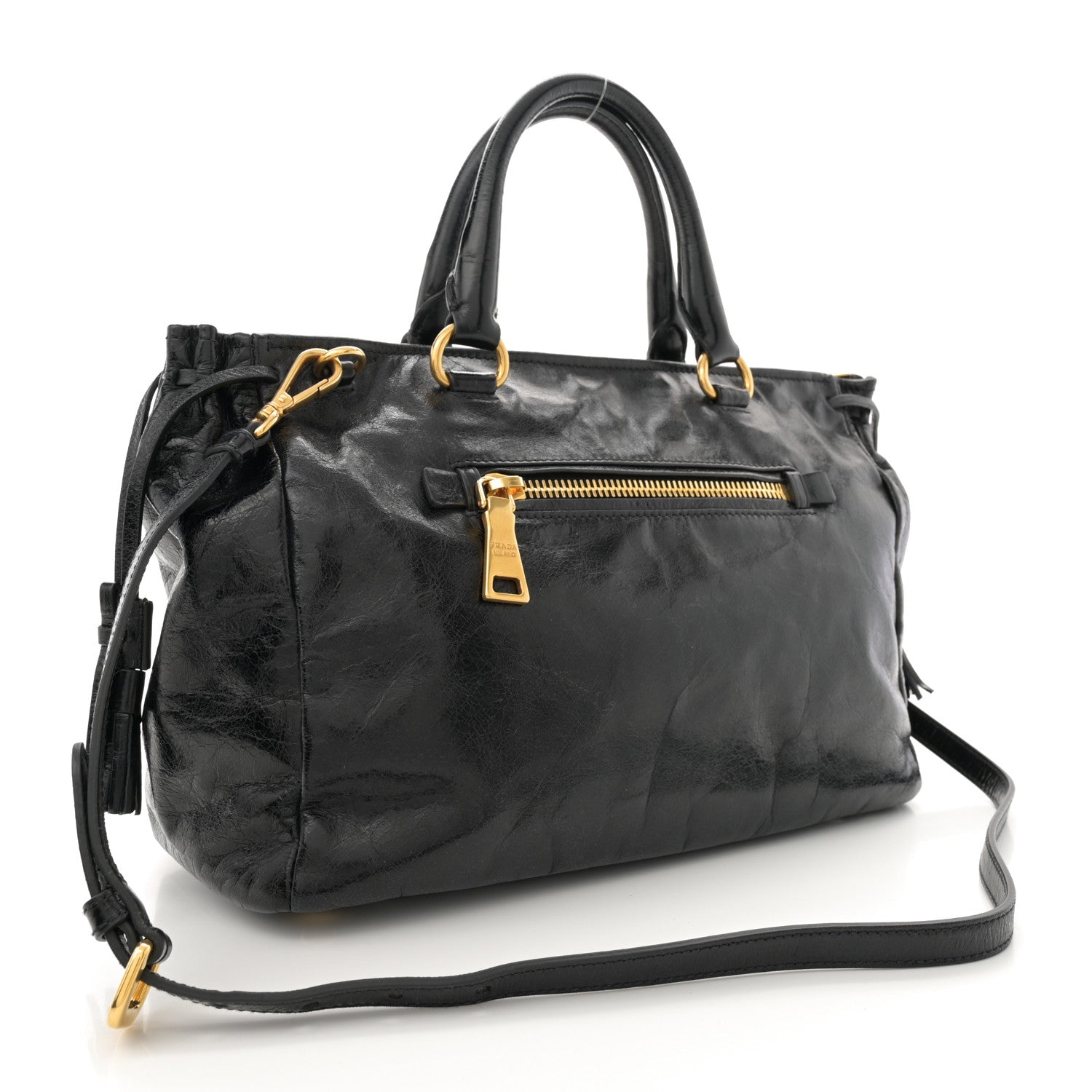 Prada Vitello Shine Satchel Black 3 of 10