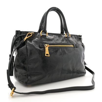 Prada Vitello Shine Satchel Black 3 of 10