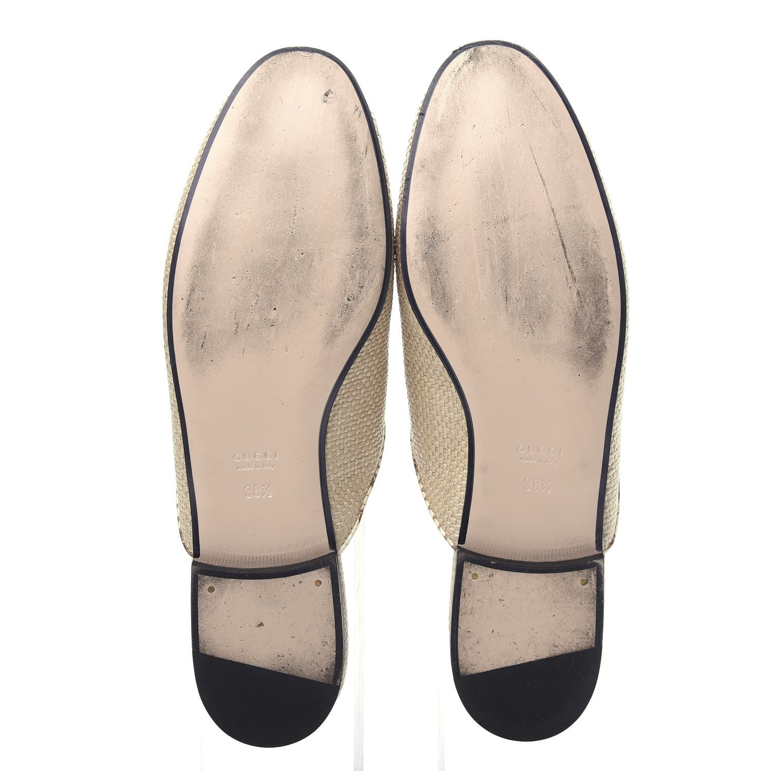 Gucci Straw Elaphe Womens Princetown Slippers 38.5 Natural Cream Brown 6 of 11