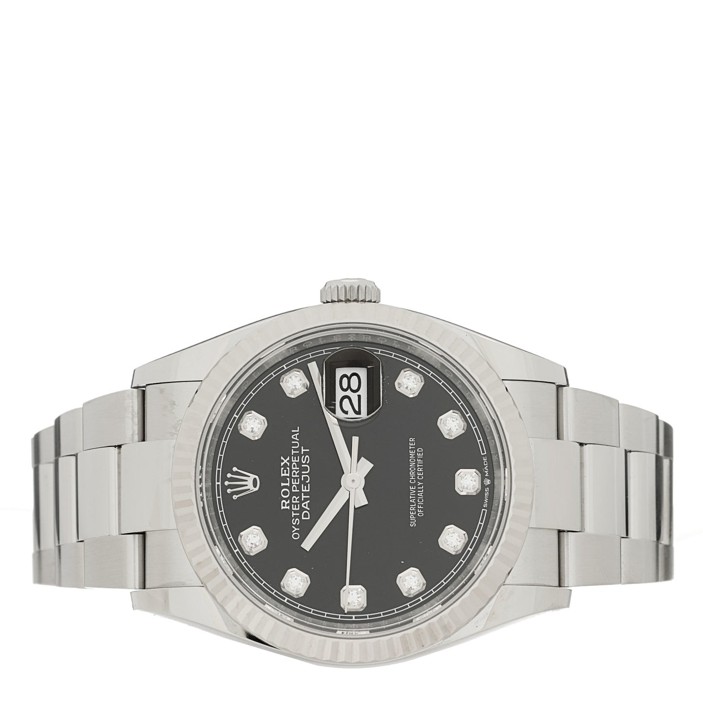 Stainless Steel 18K White Gold Diamond 36mm Oyster Perpetual Datejust Watch Black 126234