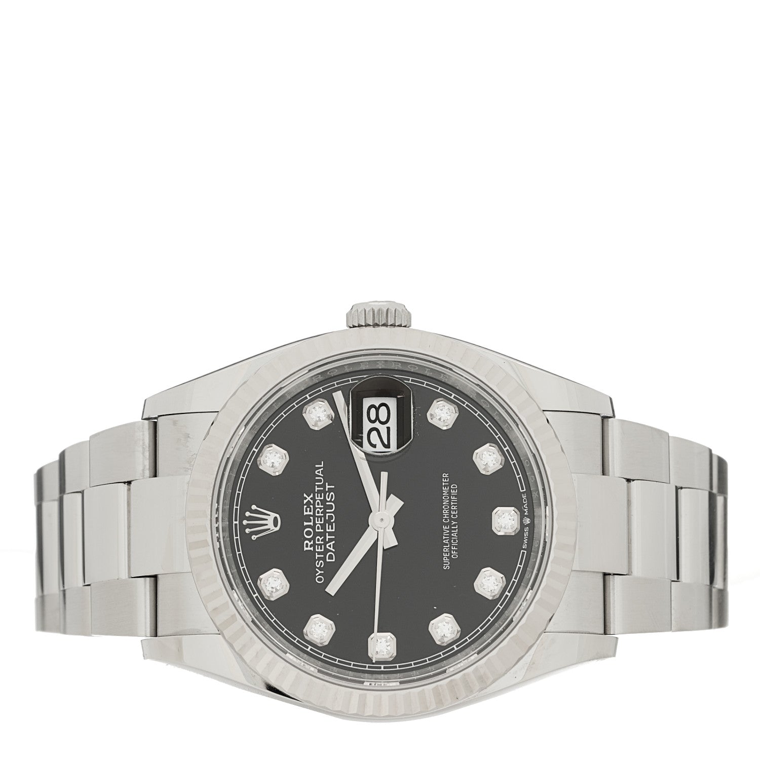 Rolex Stainless Steel 18K White Gold Diamond 36mm Oyster Perpetual Datejust Watch Black 126234 2 of 5