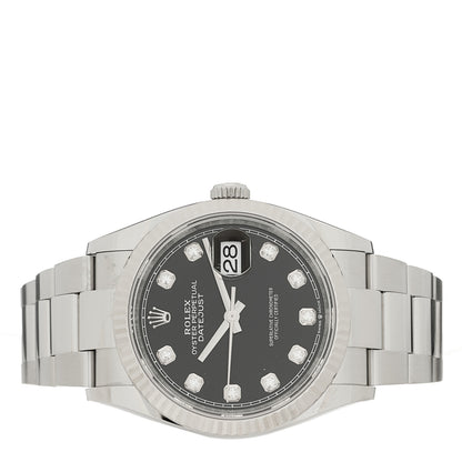 Rolex Stainless Steel 18K White Gold Diamond 36mm Oyster Perpetual Datejust Watch Black 126234 2 of 5